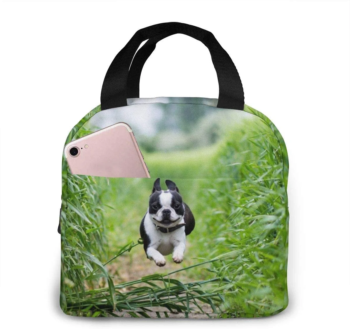 

Сумка для ланча Boston Terrier с цветочным рисунком, изолированный Водонепроницаемый охладитель для еды, тоут для пикника, кемпинга, работы, путеш...