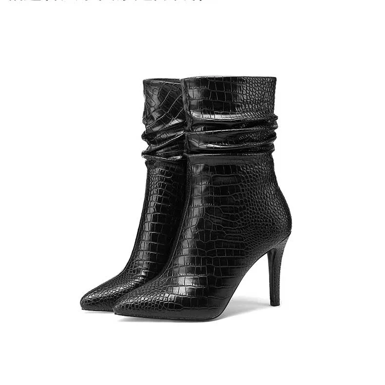 Сексуальные плиссированные ботильоны Челси в стиле ретро с узором аллигатора