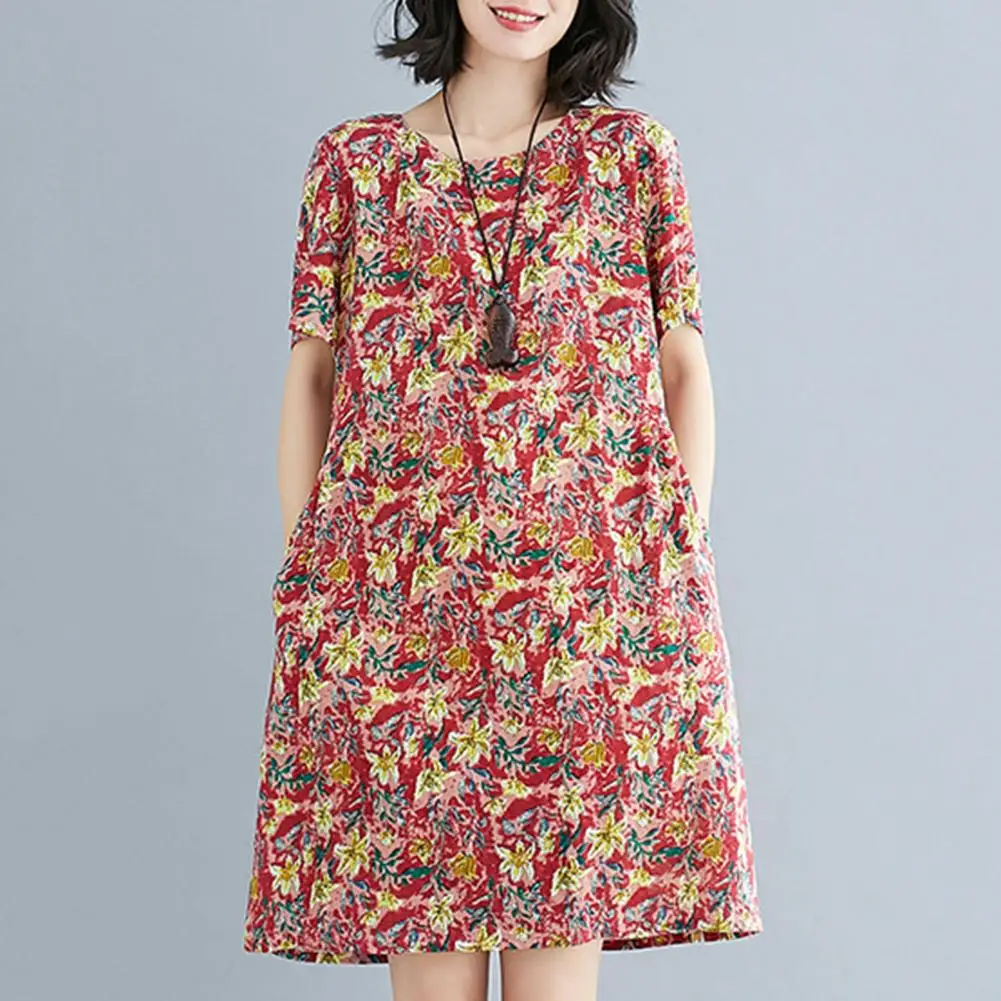

Fashionable Casual Dress Floral Print Relaxed Fit Loose Fit Large Hem Dress Comfortable Women Dress Party Wear