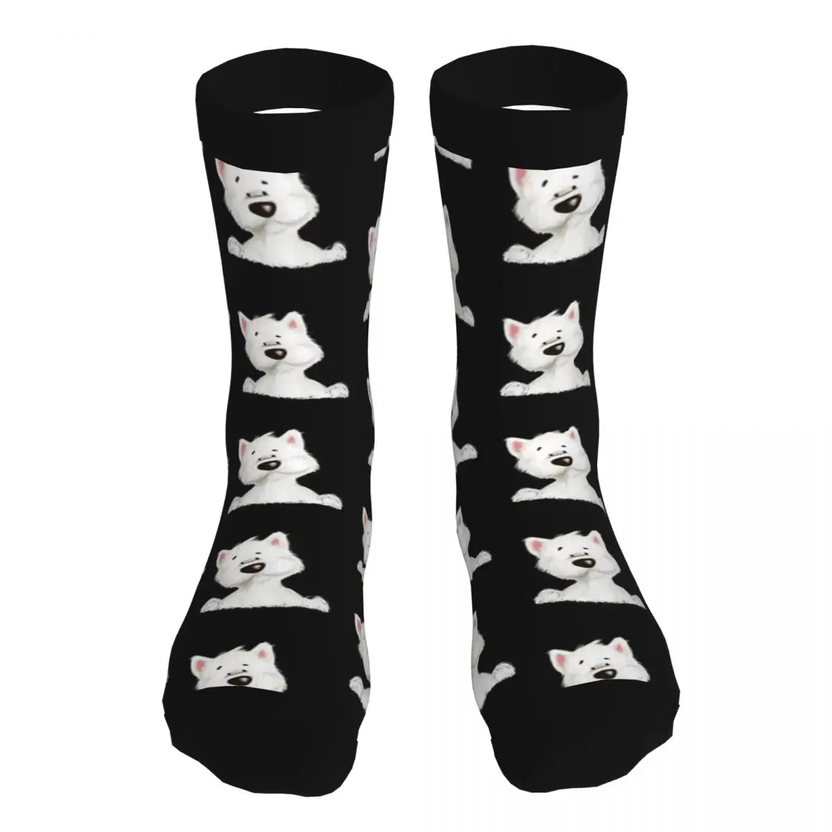 

Мужские носки Westie West Highland Terrier, толстые контрастные цветные носки, одежда из 90% полиэстера, носки средней длины, уникальные