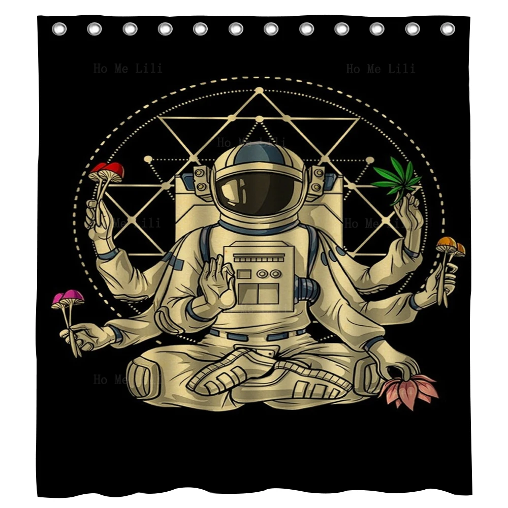 

Психоделический Космос астронавт плакаты Украшенные Ретро занавеской для душа от Ho Me Lili для декора ванной комнаты