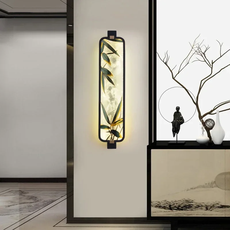 Китайская прямоугольная цветная настенная лампа для гостиницы гостиной фон