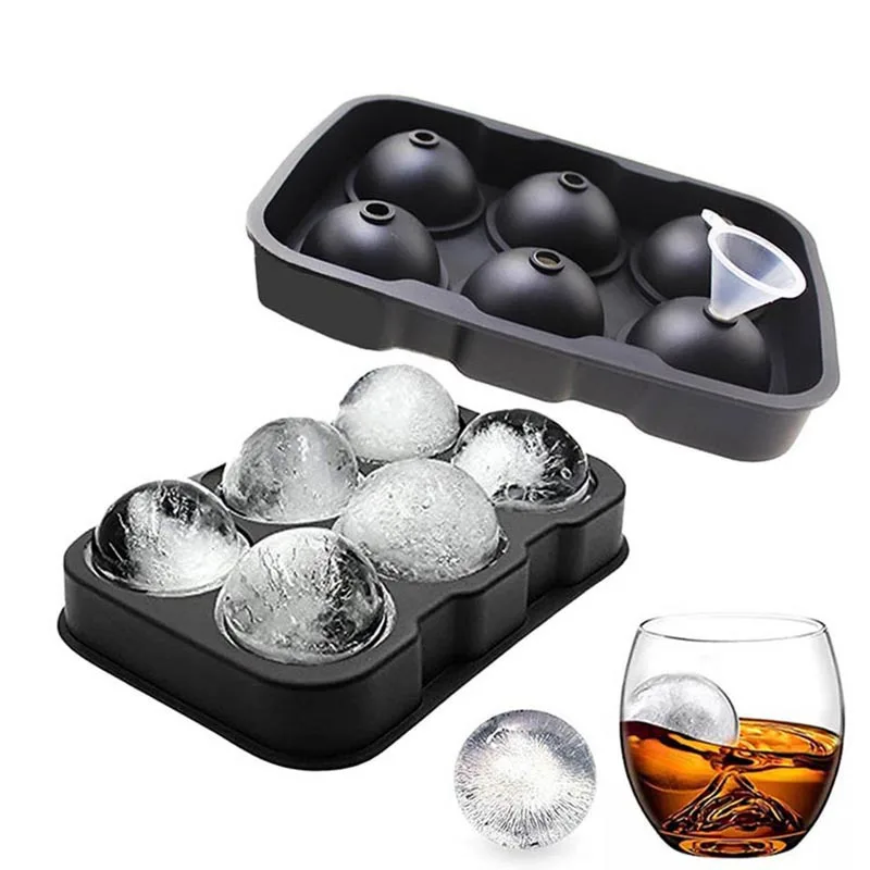 

Large Size 6 Cell Ice Ball Mold Silicone Ice Cube Trays Whiskey Ice Ball Maker 6 Silicone Molds Maker For Party Bar
