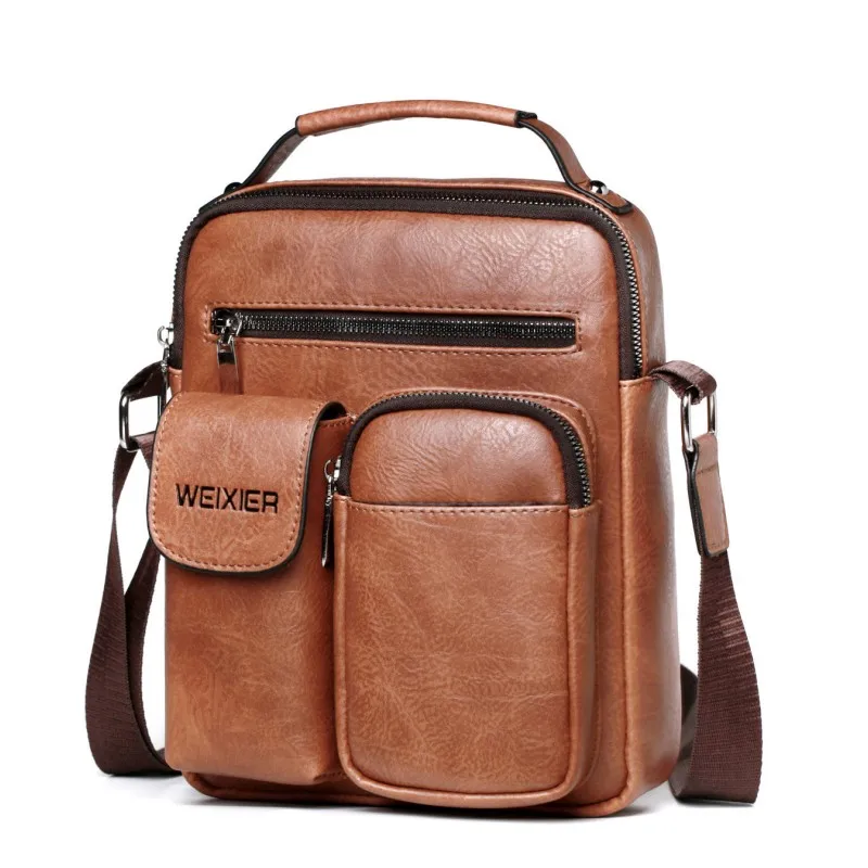 

Men's PU Leather Shoulder Bags Men Crossbody Bag Waterproof Business Handbag Travel Tote Cross Body Messenger Bag Pack for Men