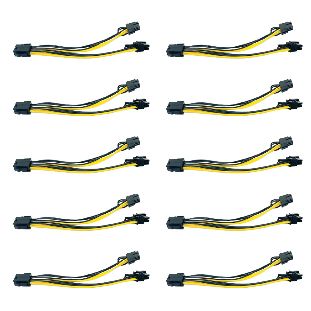 

5/10 шт., 8-контактный PCI Express на двойной PCIE 6 + 2-контактный кабель питания, материнская плата, видеокарта PCIE Riser GPU, кабель для передачи данных о ма...