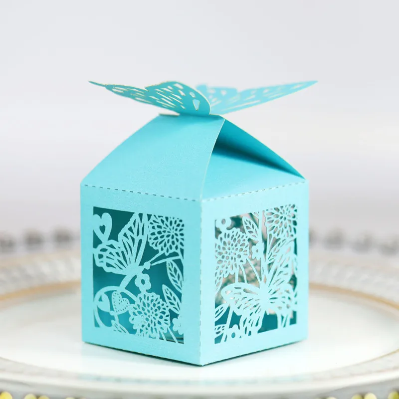 

10Pcs Butterfly Laser Cut Hollow Carriage Favors Dragee Gifts Box Candy Boxes Baby Shower Wedding Birthday Party Supplies