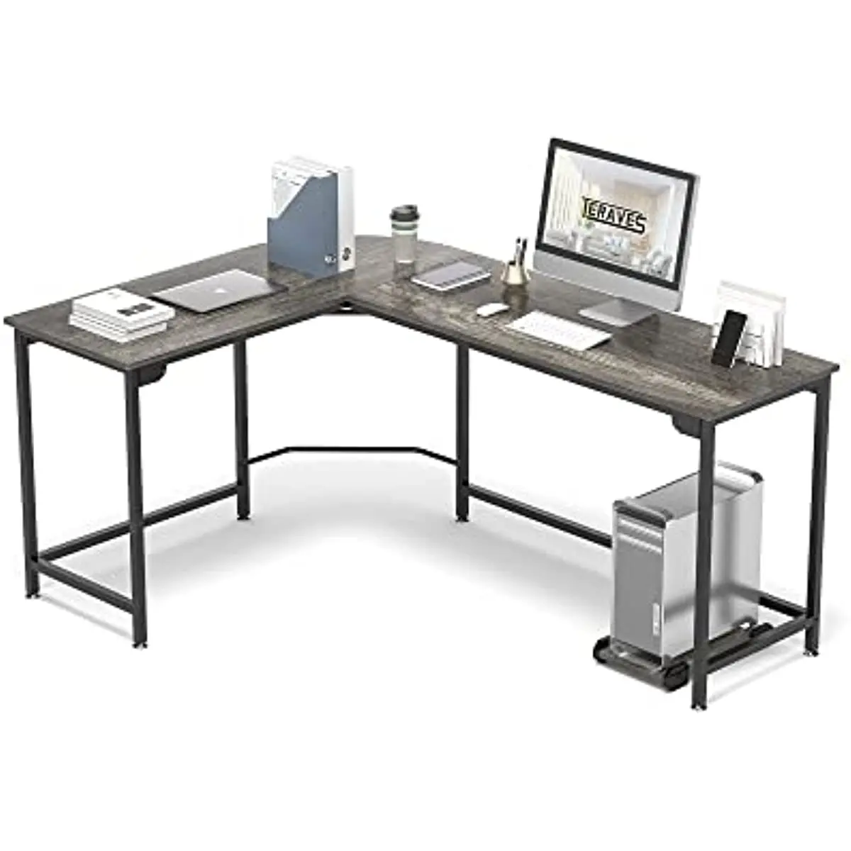 

Teraves современный L-образный стол угловой компьютерный стол для дома офиса учебная рабочая станция деревянный и стальной ПК Ноутбук игровой ...