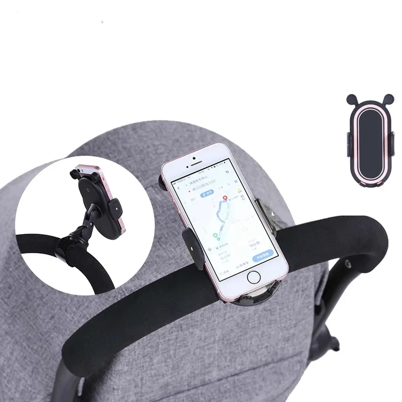 

360 Degree Rotate Baby Stroller Accessories Universal Baby Carriage Holder Adjustable Mount Bracket Mobile Phone Stander Pink