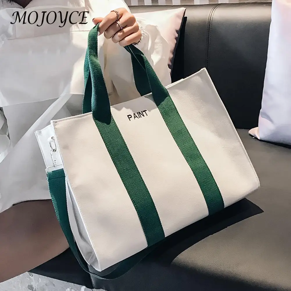 

Large Capacity Canvas Totes Women Splicing Color Crossbody Shoulder Bag Office Ladies Casual Simple Designer Shopper Handbag Hot