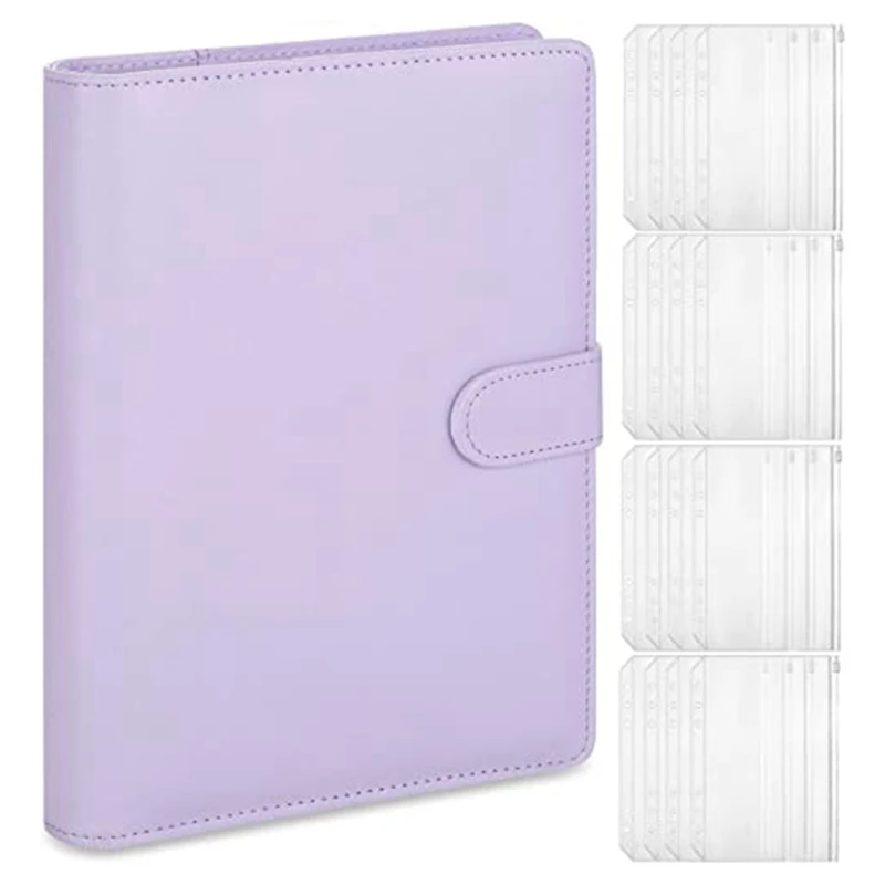 

2X A5 Leather Notebook Binder With 32Pc A5 Plastic Binder Pockets,Budget Envelope System,A5 Budget Planner Binder Cover
