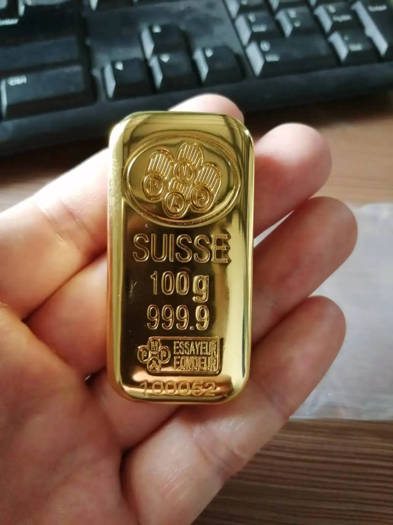

100g Switzerland Bullion Bar Plated Gold Bar bar Brass Materials Gold Coin gold ingot Nugget
