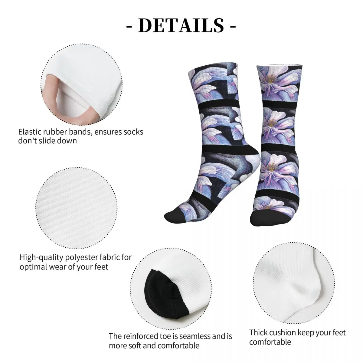 Голубые цветки Коломбина (НАТУРАЛЬНАЯ фиксация до о'keeffe) спортивные носки