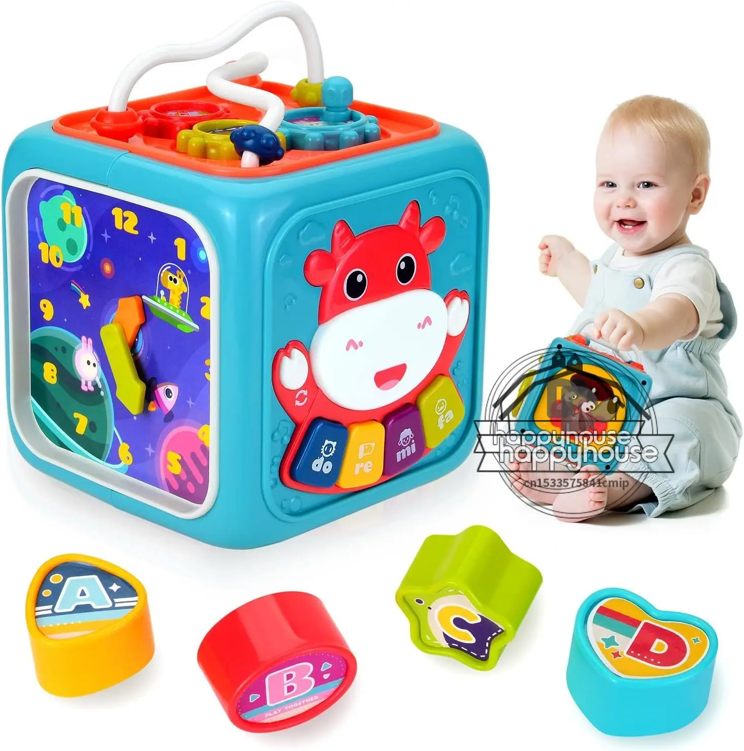 

Многофункциональный обучающий куб Toys6 в 1 с музыкальной активностью, сортировочные игрушки в форме центра для 18 м + мальчиков, девочек, малышей