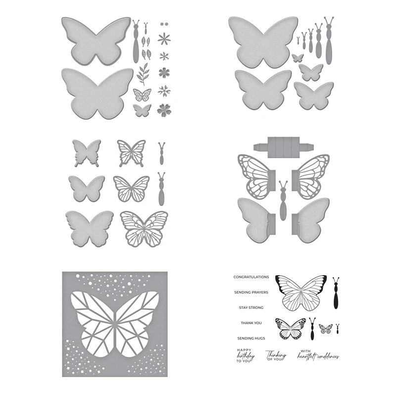 

New 2022 Delicate Butterfly Card Cutting Dies Scrapbooking Paper Making Embossing Frame Card Craft Clear Stamps Stencil