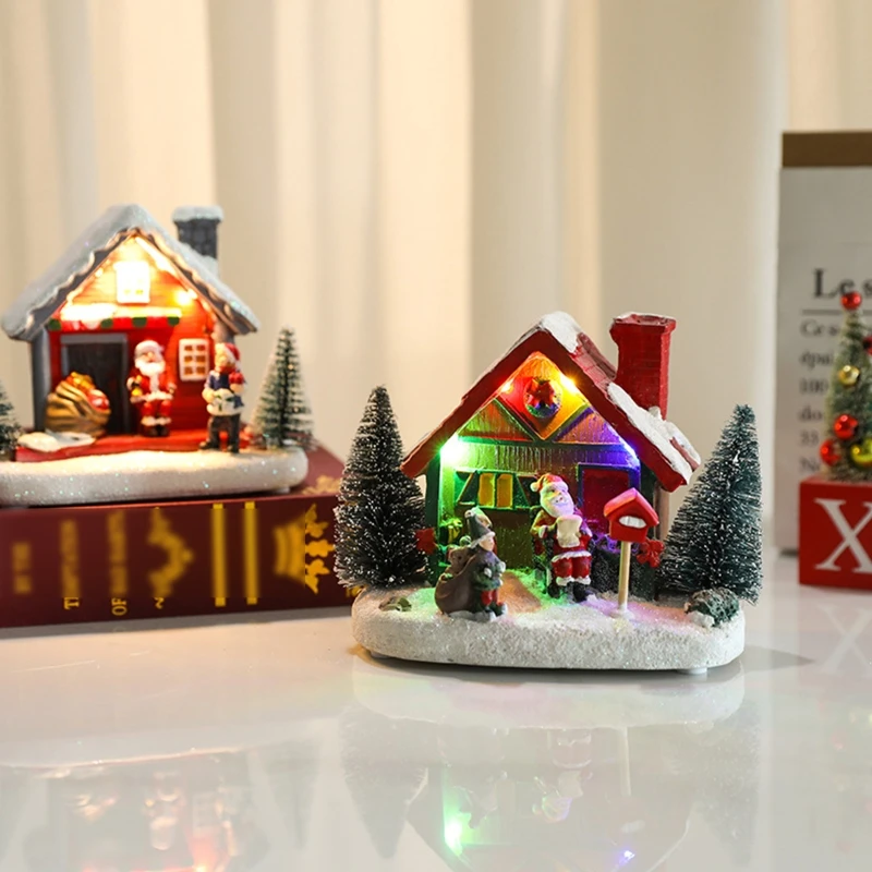 

Decorative Christmas House Exquisite Ornament for Hotel Mall Home Anti Deform Glowing Decor Resin Xmas Gifts for Friends Y5GB