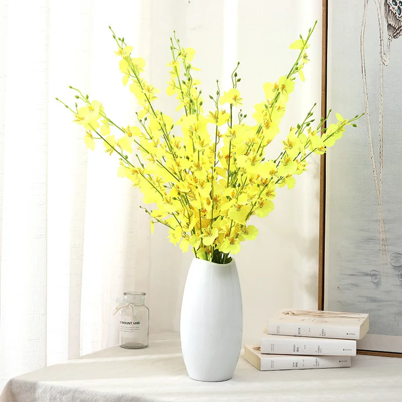 

5pcs Artificial Orchids Flowers 95cm Long Stem Faux Dancing Lady Orchid for Home Wedding Office Party Decor Flower Arrangement