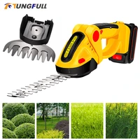 21v electric hedge trimmer 2 in 1 cordless electric grass hedge trimmer rechargeable weeding shear pruning mower lawn mower