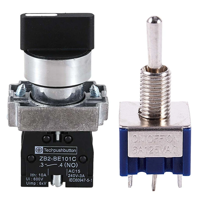 

Best 22Mm Latching 2 NO 3-Position Rotary Selector Select Switch With 2Pcs AC 6A 125V DPDT Power Control Toggle Switch