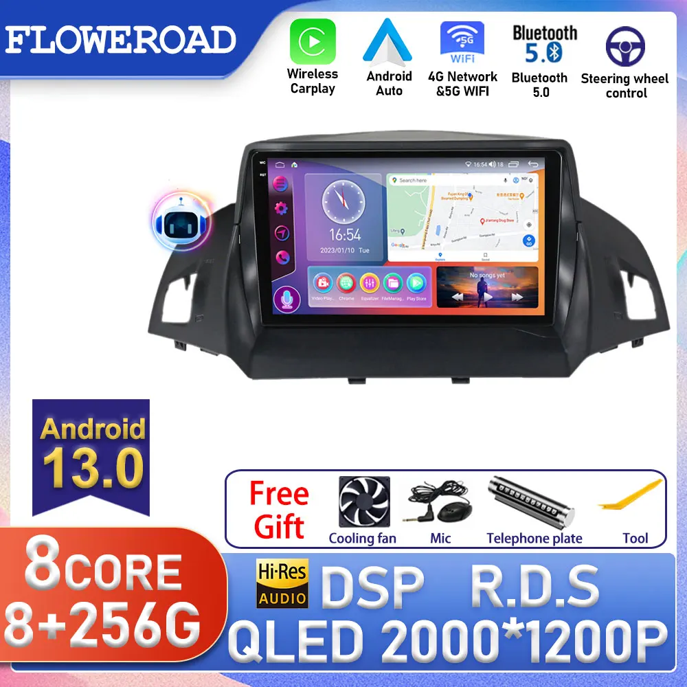 

Экран Carplay для автомобиля Ford Kuga Escape 2013-2016, Авторадио, мультимедийный видеоплеер, навигация GPS, 2 din, Android, автомобильный монитор