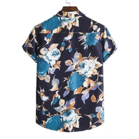 blue summer hawaiian shir mens new hawaiian print short sleeve shirts for men chemise hawaiienne homme men clothing