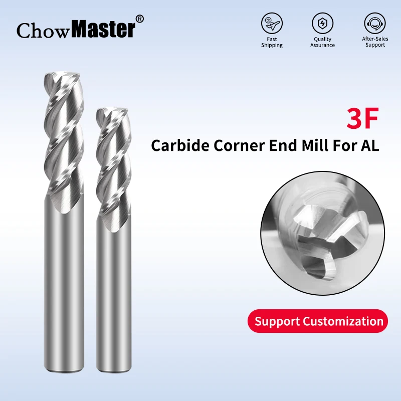 

Концевая фреза из карбида вольфрама Chowmaster с угловым радиусом 3F без покрытия R Bullnose Фреза из карбида вольфрама для алюминия Режущие инструменты с ЧПУ