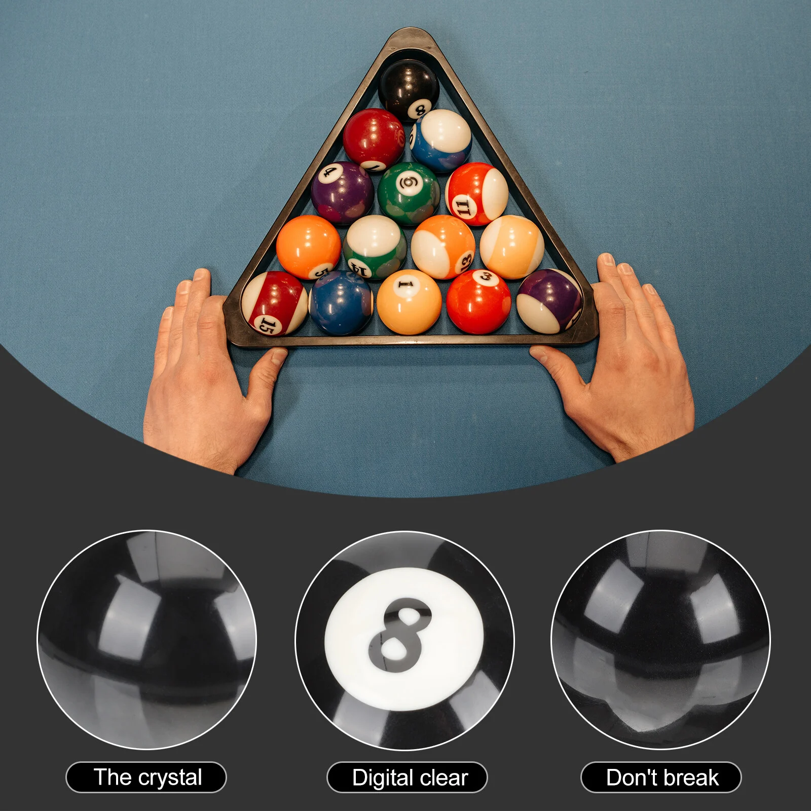 

Necessity Portable Pool Large Ball Crystal Billiard Professional Resin Practice Cue Training Replaceable Household