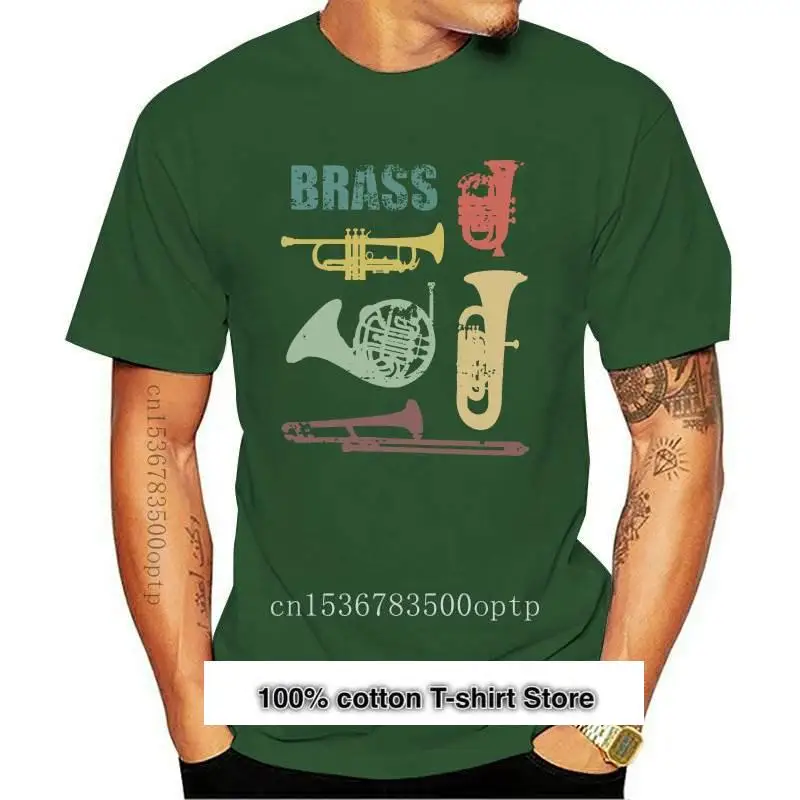 

New Brass Instrument Trumpet Trombone Cornet Horn Tuba T Shirt Basic Solid Cotton Summer Funny Casual Customize O Neck Natural S