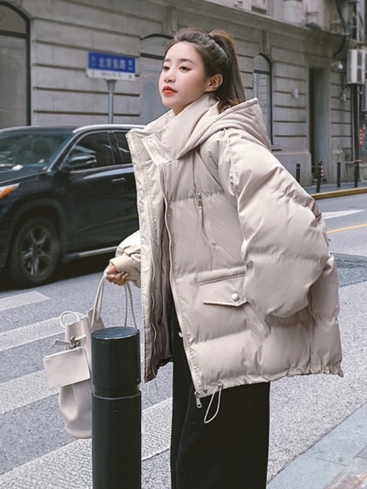 

Autumn Winter New Women's Loose Hooded Down Cotton Warm Cotton Clothing Winter Coat for Women Jackets Winter Clothes Women Tops