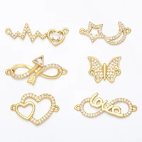 ocesrio lightning heart star charms for necklace copper cz gold plated infinity love charms jewelry making accessories chma156