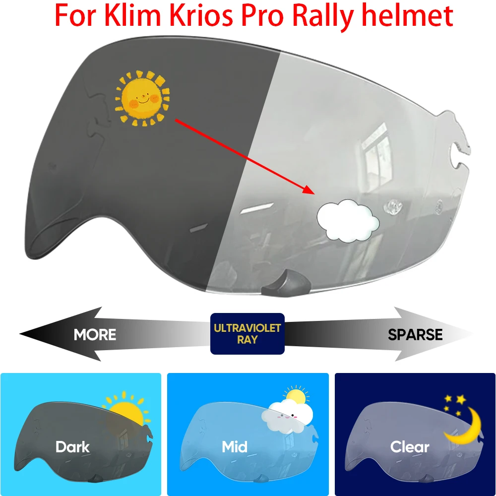 

Хромические линзы для шлема Klim Krios Pro, фотохромный козырек с защитой от ультрафиолета, Casco Moto Visera, солнцезащитный козырек