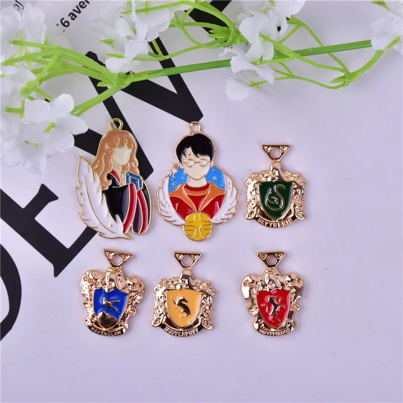 

10pcs Cartoon Enamel Magic Students Magic Badge Charms Pendants DIY Keychain Necklace Magic Badge Charm for Jewelry Making
