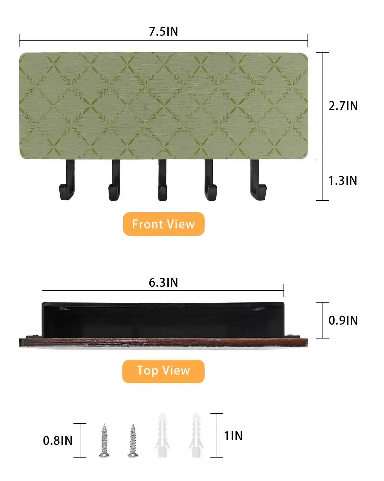 Алмазная сетка с текстурой зеленый деревянный держатель для ключей фермерского