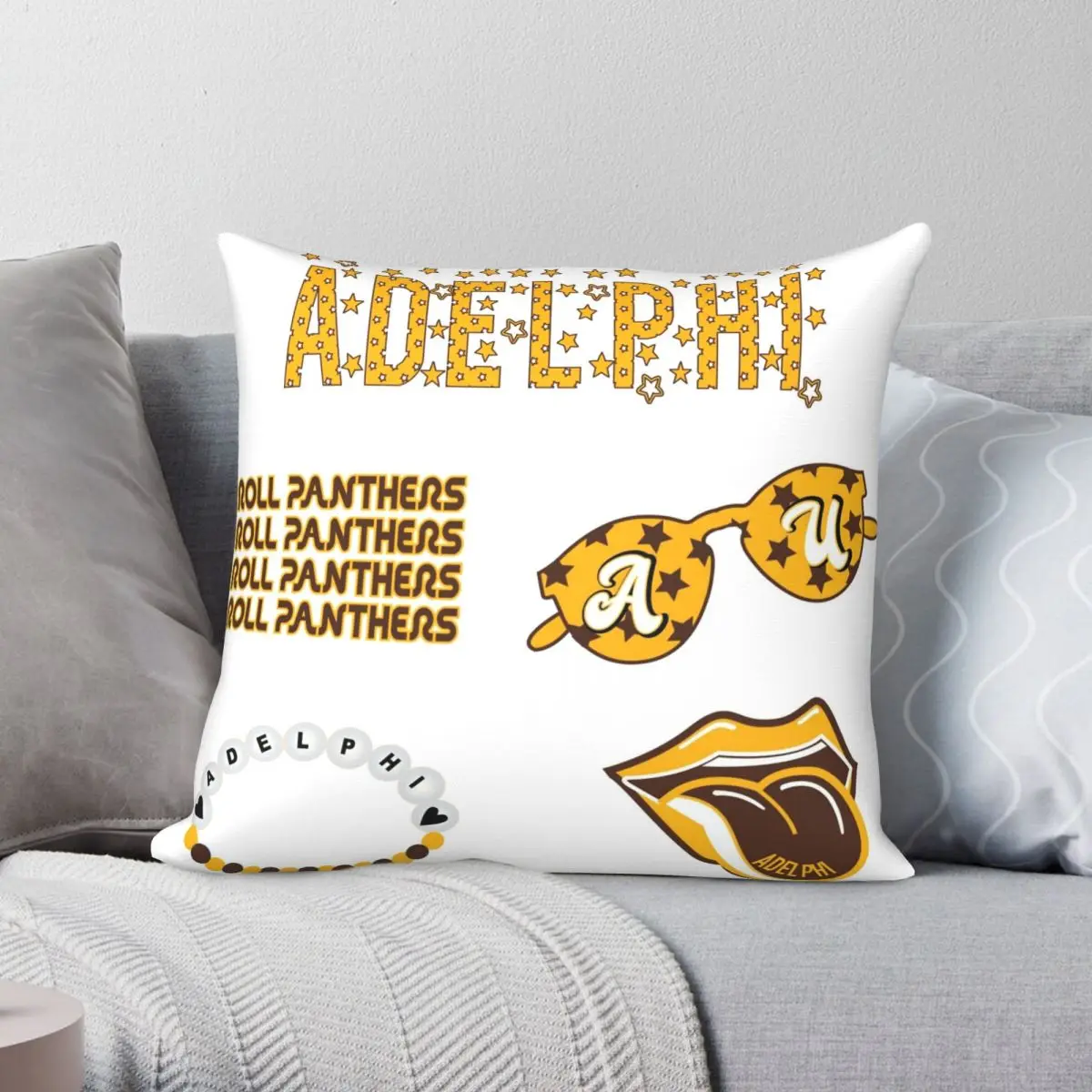 

Adelphi University Square Pillowcase Polyester Linen Velvet Pattern Zip Decor Home Cushion Cover