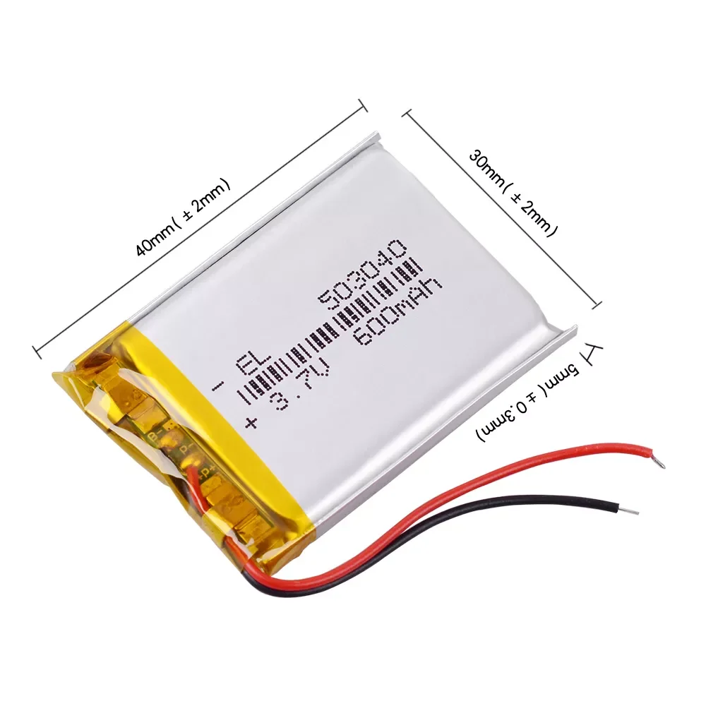

600mAh 503040 Lithium Li-ion Polymer Battery for car DVR Registrar recorder TPMS plowed MP3 player