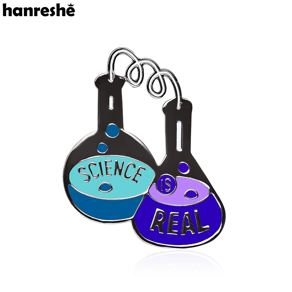 

Hanreshe Science Is Real Enamel Pin Creative Beaker Flask Badge Brooch Lab Jewelry for Scientist Chemist Lapel Badge