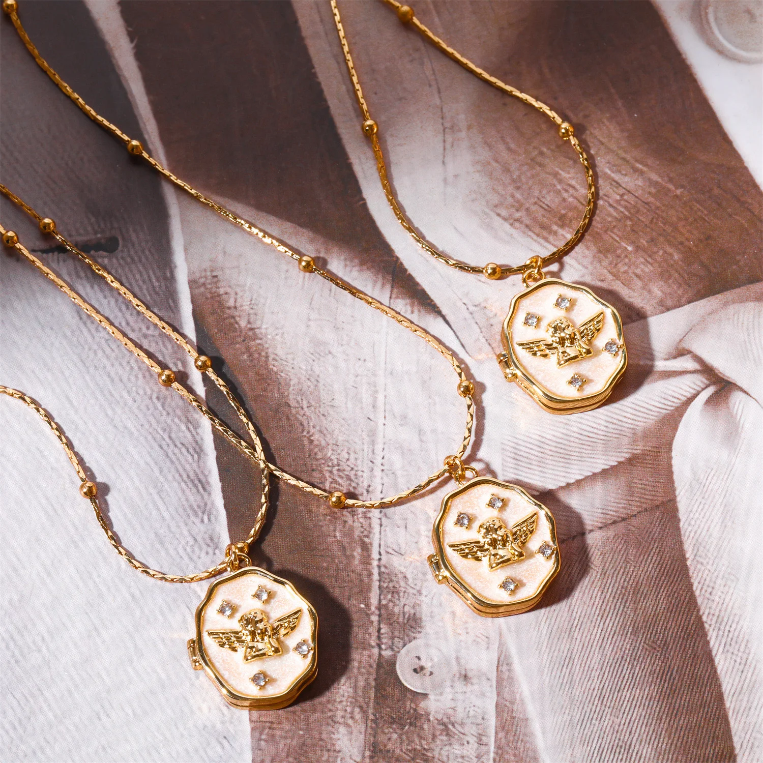 Медный ангел открытое колье с альбомной коробкой ожерелье фоторамкой для