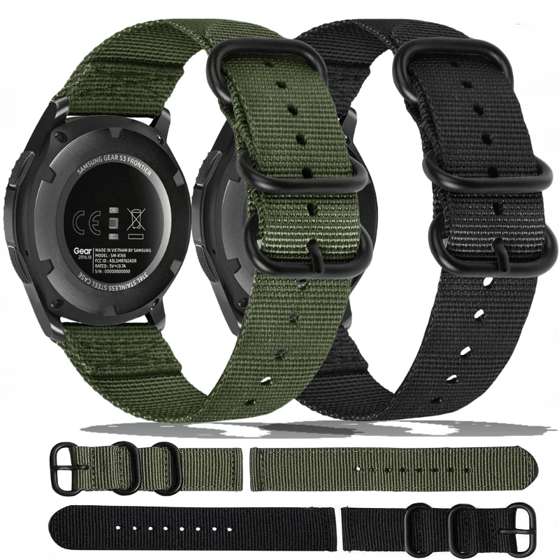 

22mm watch strap For Samsung Galaxy watch 46mm Gear S3 Frontier Metal buckle nylon breathable wristband For Huawei watch GT 46mm