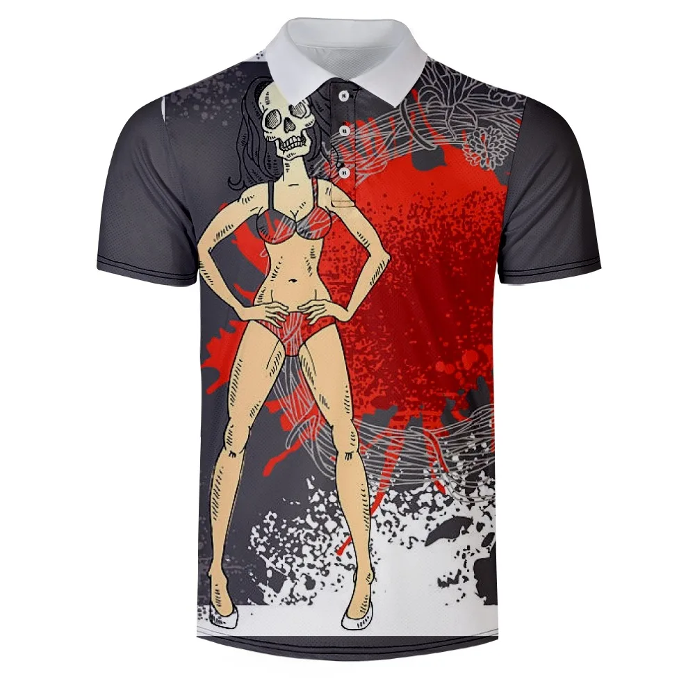 

Новинка 2022, мужской дышащий Топ для гольфа для отдыха, Новый Модный деловой спортивный топ с розовым черепом, поло