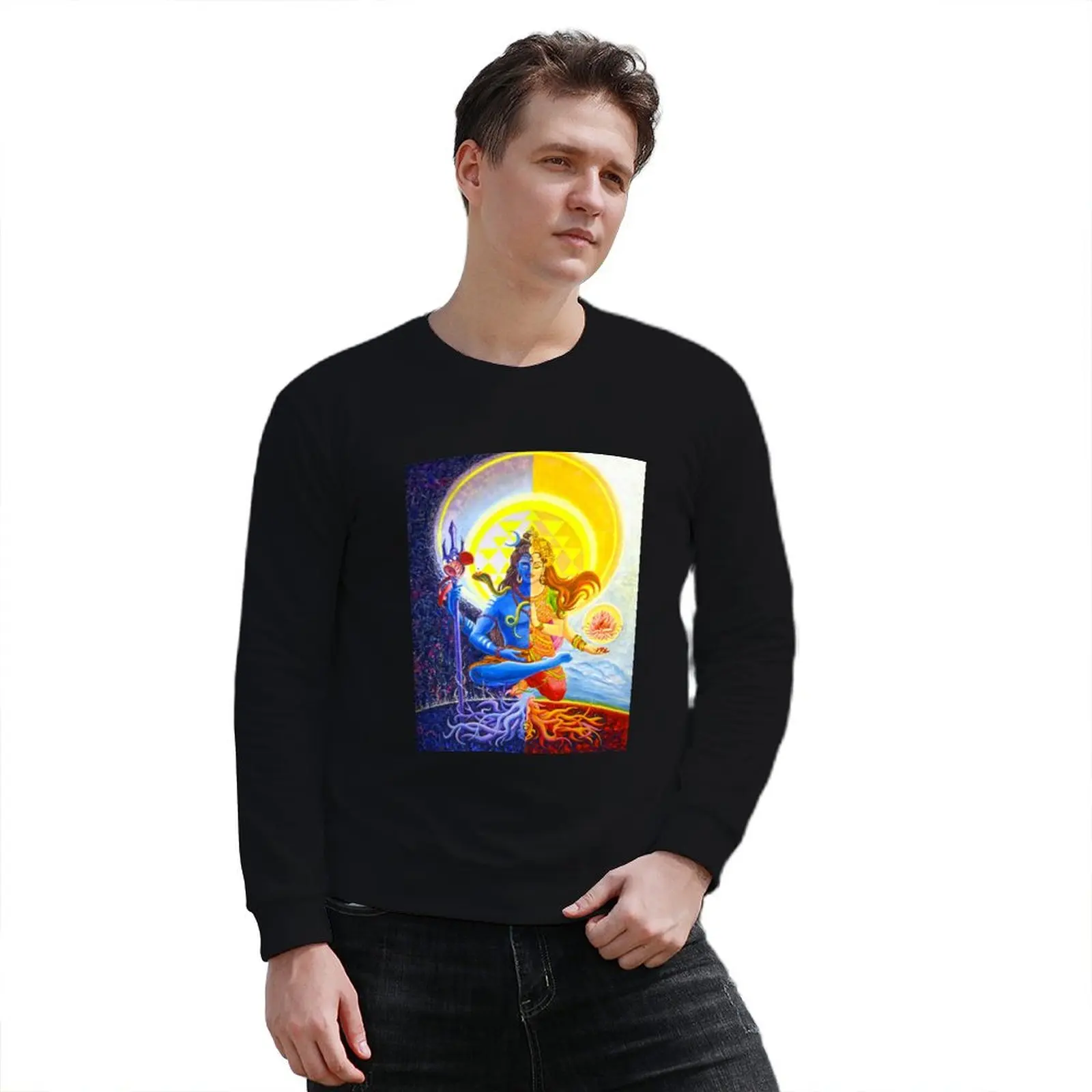 Ardhanarishvara Shiva Shakti Goddess Halfman HalfWoman пуловер с капюшоном одежда в стиле аниме мужская