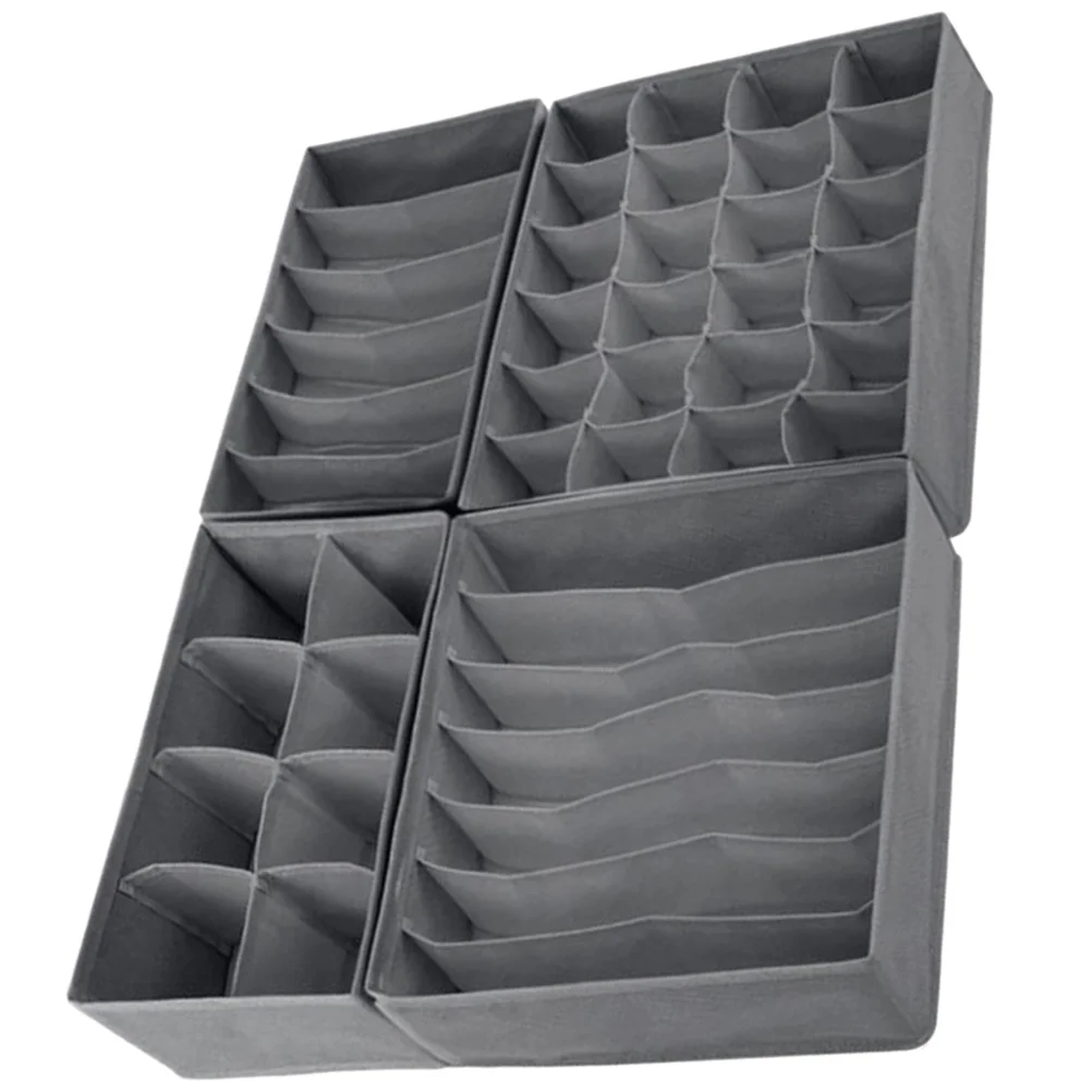 

4 Pcs Wardrobe Storage Box Closet Organizers And Desktop Divider For Sock Non-woven Fabric Drawer Clothing Baby