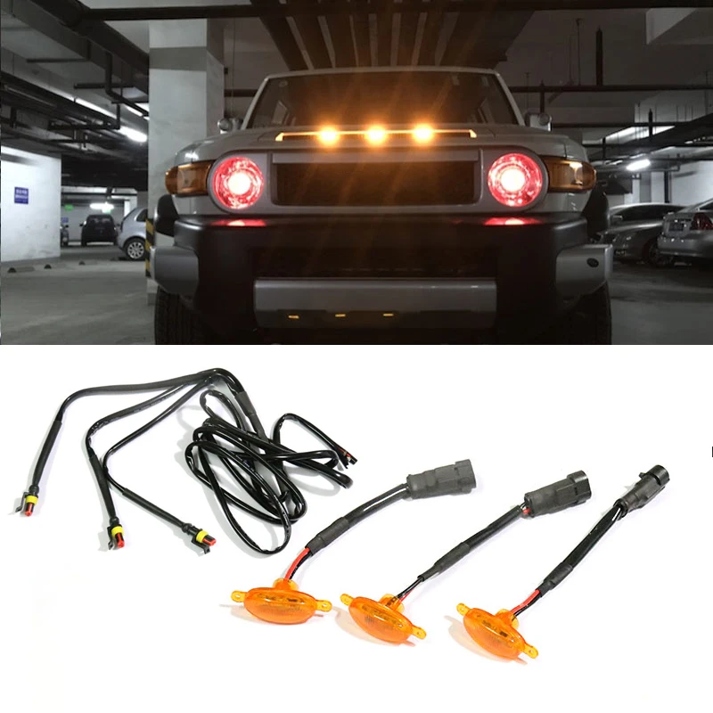 

1 компл. Янтарный светодиодный передний бампер решетка DRL дневные ходовые огни, подходящие для Toyota FJ Cruiser 2007 2008 2009 2010 2011 2012 2013 2014