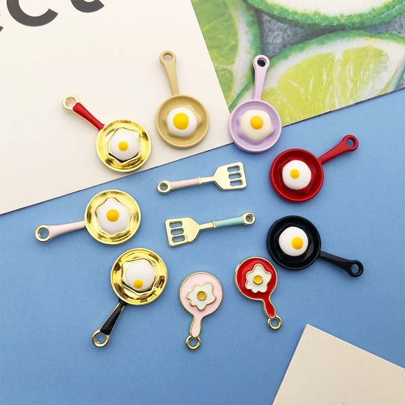 

10 шт. эмалевые милые яички-лопаточка для сковороды, подвески для творческих сережек «сделай сам», аксессуары для изготовления ювелирных изд...