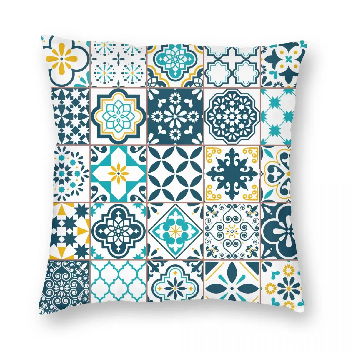 

Синяя Мексиканская плитка, подушка, Ранняя картина, подарок мандала, декоративная подушка, квадратная 45*45 см