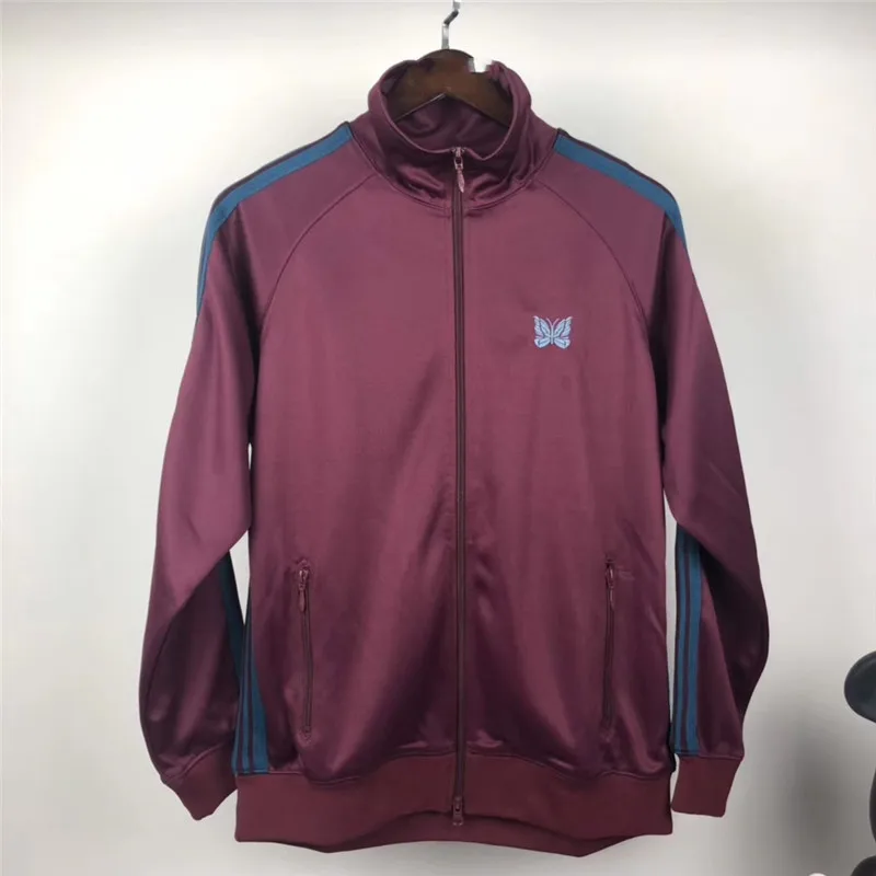 

Butterfly Logo Needles Jackets Men Women High Street Military Embroidery Needles Track Jacket Outerwear Stripe AWGE Coats