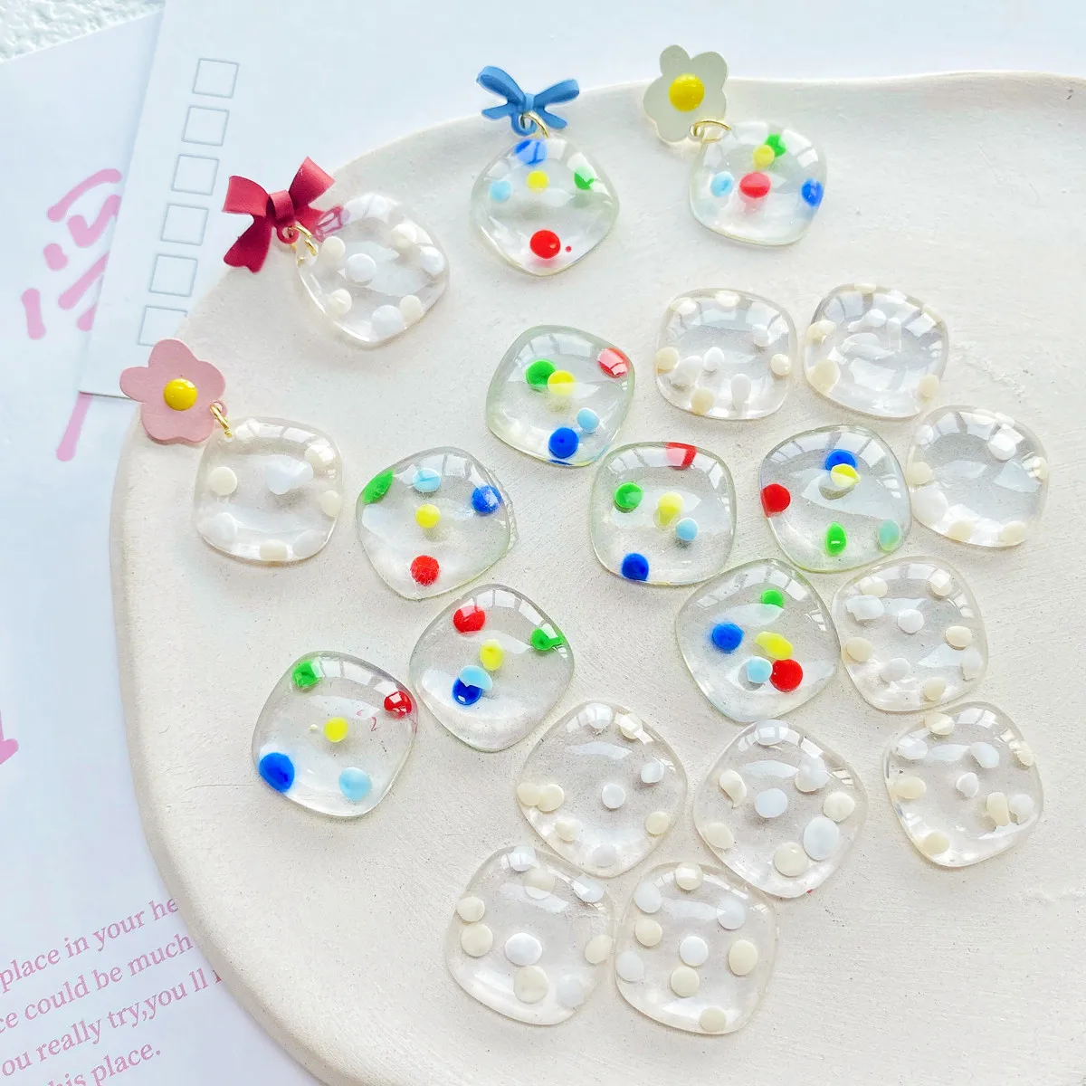 

10 шт., акриловые полуквадратные серьги, 16 мм