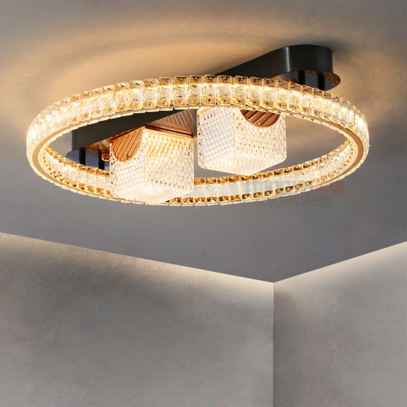 

Светильник светодиодный потолочный в стиле пост-модерн, круглая лампа с кристаллами K9, круглая лампа из нержавеющей стали для гостиной, спальни, дома