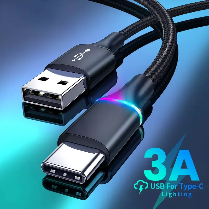 

LED Lighting USB Type C Fast Charging Charger Micro USB Data Redmi USBC Wire Cord 3M