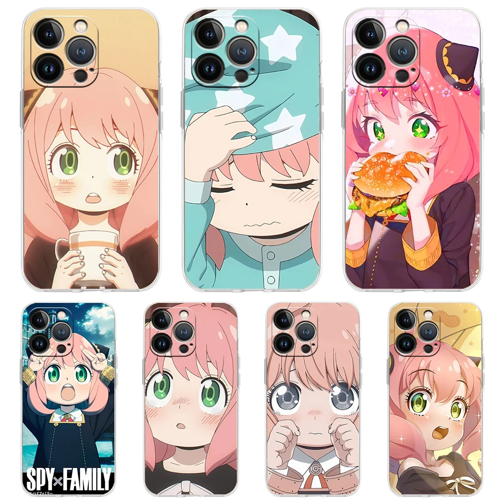 

Spy X Family Anya Forger Case for iPhone 14 13 12 Pro Max Cover Transparent Soft for iPhone 11 Pro Max 7 8 Plus X XS Bag