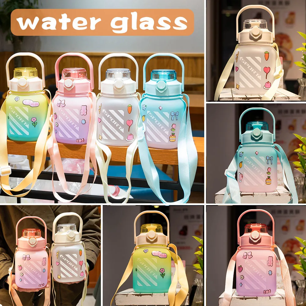 

Cartoon Square Water Bottle BPA-Free 1.2L Drinking Bottle with Straw for Fitness Leak-Proof Large Capacity MAZI888