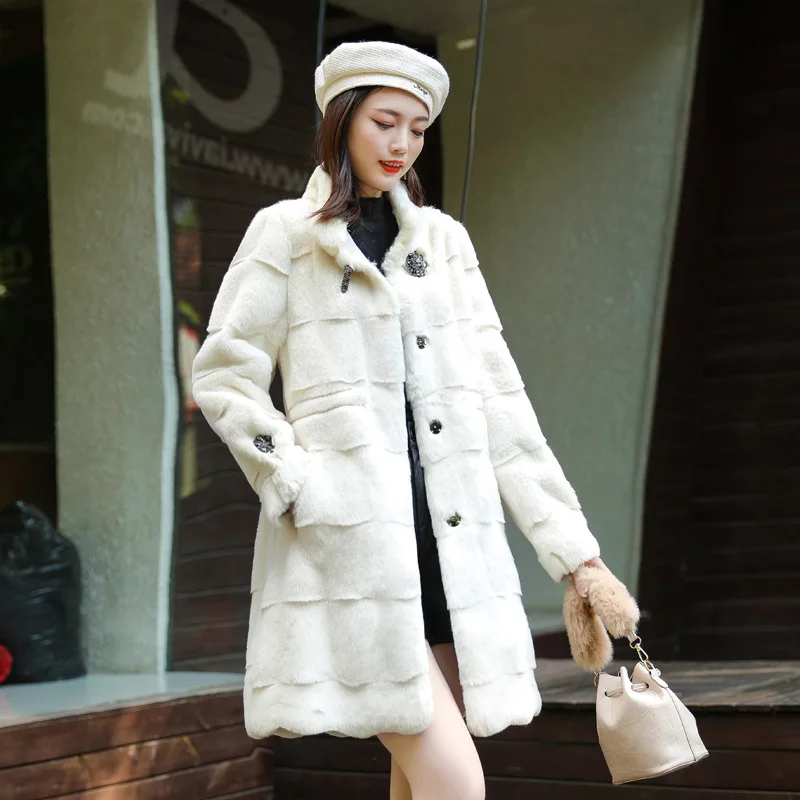 Natural Fur Coats Winter Women Mink Fur Coat Female Genuine Leather Jackets Ladies Oversize Warm Thick Detachable Long 2020 New